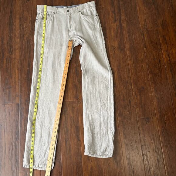 PETER MILLAR Chino Pants Beige Linen Straight Leg Work Trouser Y2K - Picture 12 of 13